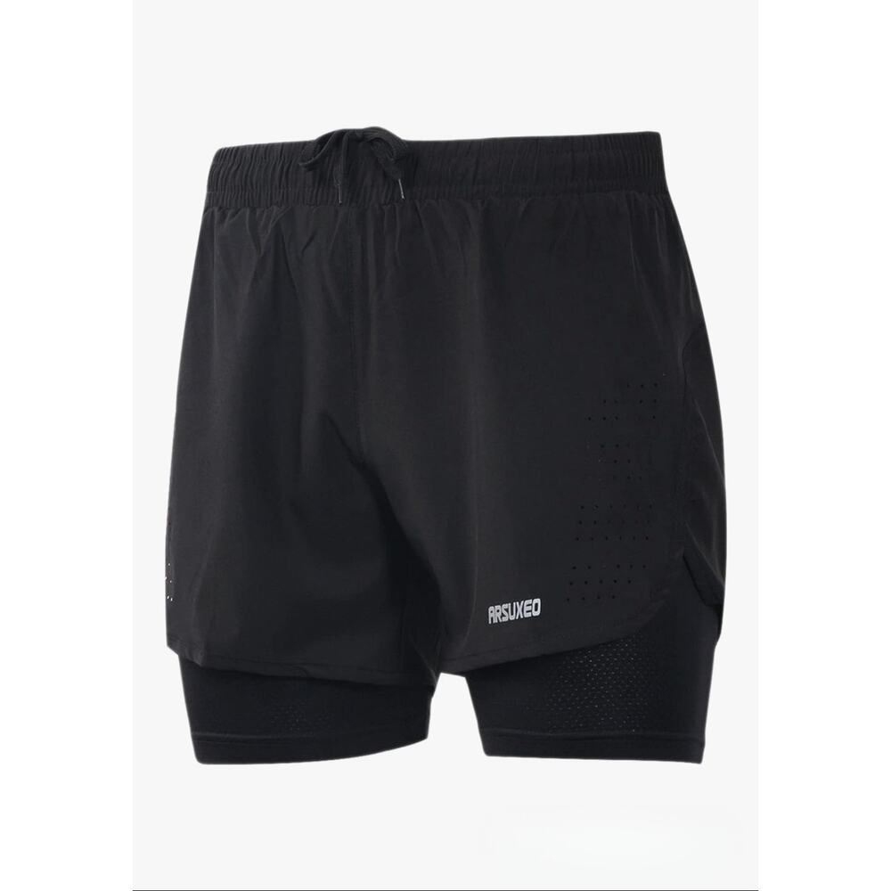 Arsuxeo Lined Athletic Cycling Shorts Men’s M Black 4.5 Inch Inseam